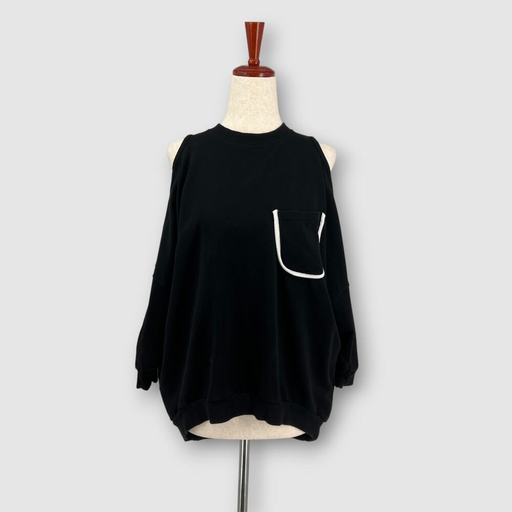 Hanna Black Cold Shoulder Sweatshirt Top Size Small